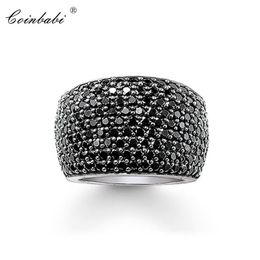 Cocktail Rings Black CZ Pave Wide 925 Sterling Silver Gift For Women & Men Europe style Rebel Ring Fashion Jewellery 210924336e