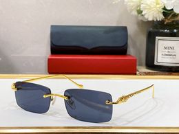 Mens Carti Designer Sunglasses Women Luxury C Decor Eyeglasses Frame Temples Metal Frameless Rectangular Sunshade Man Eyewear Optical Sonnen