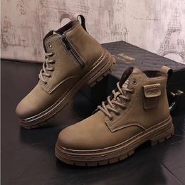 High Winter Fashion Tops Men s Lace Up Thick Bottom Causal Shoes Male Loafers Sport Walking Ankle Boots A Caual Shoe Loafer Boot