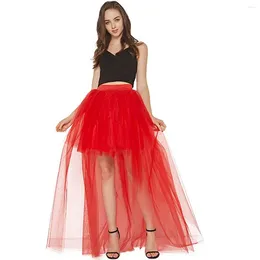 Skirts Layers Ruffle Cake Maxi Women 2023 Summer Autumn Short Front Back Long Mesh Tulle Lady Gauze Outfits