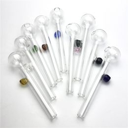 4 inch Glass Oil Burner Hand Pipe Mini Thick Pyrex Glass Colourful Handle cheap Glass Water Pipes for Smoking