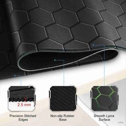 Mouse Pads Wrist Rests Honeycomb Black Green Large Mouse Pad Gaming Mousepad with Stitched Edges Rubber Base 35.4x15.7inch for Gaming Office Work Home