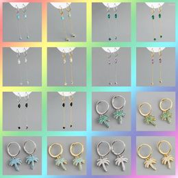 Stud Earrings High Quality Self-designed Coloured Zircon Coconut Tree Simple And Fashionable Charm Unlimited Women's Gifts