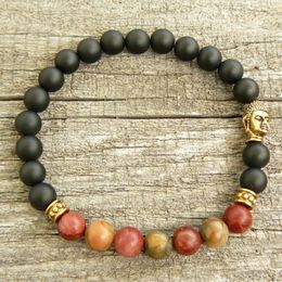 SN0247 Popular Design Yoga Bracelet Lucky Buddha Bracelet Picasso Jasper Bracelet Mens Beaded Bracelet Yoga Jewellery 273V