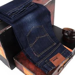 Selling Autumn Men Jeans Trousers Cotton Straight Elastic Business Pants Classic Style Winter Denim Male 2312129