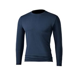 Spring and Autumn New Long sleeved Men's Business Solid Colour T-shirt Leisure Slim Fit Round Neck Bottom Shirt