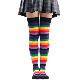 Women Socks Ladies Girls Warm Knee Winter High- Lengthened Knee-Length Colourful Striped Womens Size Small