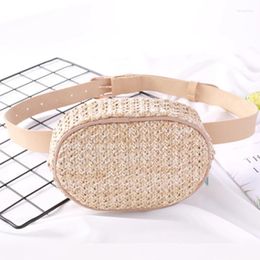 Waist Bags Straw Women Bag Fashion Female Fanny Pack Shoulder Crossbody Bum Chest Summer Woven Beach Banana Belt Hip Pouch