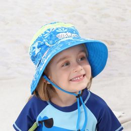 Berets Children's Sunscreen Hat Summer Outdoor Neck Ear Cover Anti UV For Kids Big Brim Thin And Breathable Bucket Cap 0-12 Years