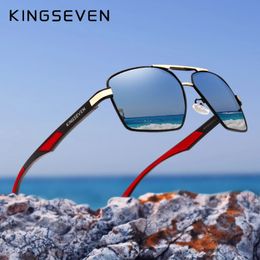 KINGSEVEN Aluminium Men's Sunglasses Polarised Lens Brand Design Temples Sun glasses Coating Mirror Glasses de sol 7719 231228