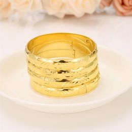 18 k Yellow Gold Bangle Women Fine Solid Gold GF Dubai Bride Wedding Bracelet Jewellery Gold Charm gift 1pcs or 4pcs select2790