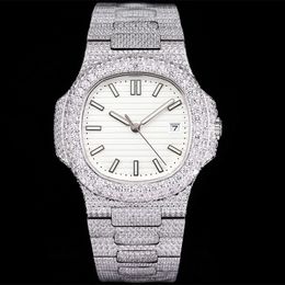diamond watch mens Full Diamond watches 40mm 8215 Movement Sapphire Mirror Surface Waterproof Designer Wristwatch Montre De Luxe Date Calendar