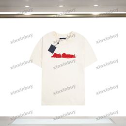xinxinbuy 2024 Men designer Tee t shirt Cursive letter embroidery 1854 Crew Neck short sleeve cotton women Black white S-3XL