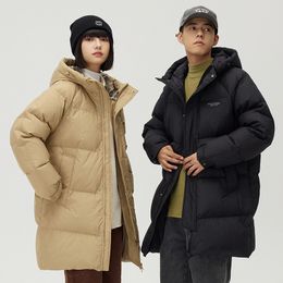 Winter trendy brand popular down jacket, men's mid length couple white sports white duck down coat