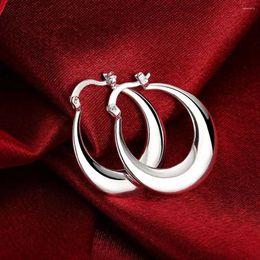 Dangle Earrings Women 925 Sterling Silver 3cm Round Big Hoop Fashion Beautiful Crescent Party Wedding Gifts Engagement Jewelry