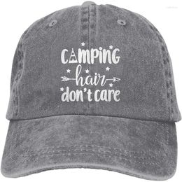 Ball Caps Happy Camper Hat Unisex Baseball Camping Hair Don't Care Denim Dad Printed Summer Adjustable Outdoor Hats