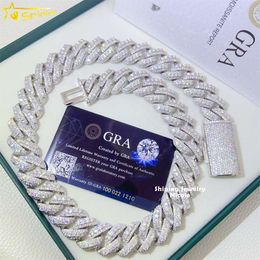 Top-Qualität Pass Diamond Tester Big Heavy Solid Silber 20 mm Herren Miami Moissanit Cuban Link Chain