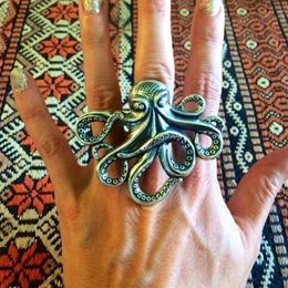 Cluster Rings Antique Opening Adjustable Big Animal For Women Men Octopus Elephant Butterfly Charm Ring Punk Accessories Aesthetic2470