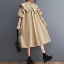 2023 New Arrival Japanese College Style Sailor Collar Chic Girl's Fashion Summer Dress Loose Women Travel Casual
