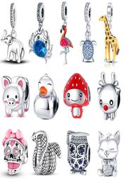 925 Silver Fit Charm 925 Bracelet Animal Elephant Crab charms set Pendant DIY Fine Beads Jewelry2920380