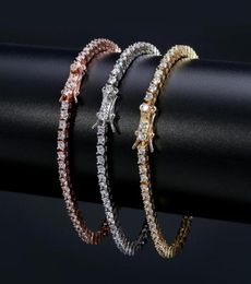 Rock Tennis Chains Hiphop Tide Men039s Bracelet Zirconmicroencased 3mm Bracelet Tennis bracelets For Men And Women Iced Out J4124062