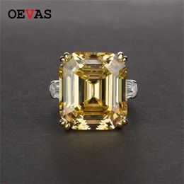 OEVAS 100% S925 Sterling Silver Luxury Square Pink Yellow White High Carbon Diamond Wedding Rings For Women Party Fine Jewelry 220198v