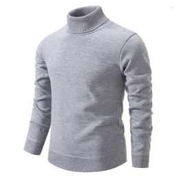 Men's Sweaters 2024 Men Casual Slim Fit Basic Turtleneck Knitted Sweater High Collar Pullover Male Double Autumn Winter Tops