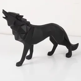 Decorative Figurines Nordic Geometric Wolf Statue Resin Art Sculpture Home Animal Room Office Accessories Free Delivery