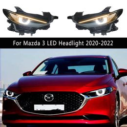 For Mazda 3 LED Headlight 20 22 Car Accessories DRL Daytime Running Light Streamer Turn Signal High Beam Angel Eye Projector Lens