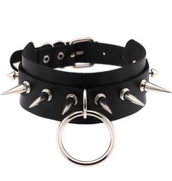 Big ORound Punk Rock Gothic Chokers Women Men Leather Silver Spike Rivet Stud Collar Choker Necklace Statement Jewelry Bijoux9036423