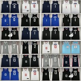 2023-24 New City Basketball Jerseys 0 Russell 2 Kawhi Westbrook Leonard 1 James 13 Paul Harde n George White Blue Stitched Jersey Men