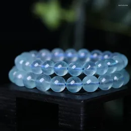 Strand Natural Aquamarines Bracelet Single Circle Crystal Jewellery Charm 4-12mm Beads Romantic Casual Yoga
