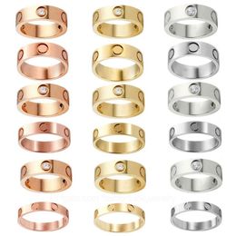 Fashion Luxury Diamond rings designer Jewellery self love ring rose gold screw stainless steel 3 diamonds mens engagement rings for 292Z