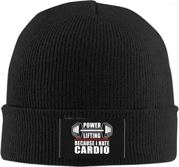 Berets Powerlifting Because Beanie Hats Warm Chunky Cable Knit Hat Slouchy Skull Cap For Women Men Black