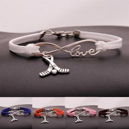 Fashion Jewellery Ancient Silver Hockey Sport pendant Bracelet Charm Bracelet Jewellery Mixed Velvet Rope Infinity Love 8 Bangle -316x