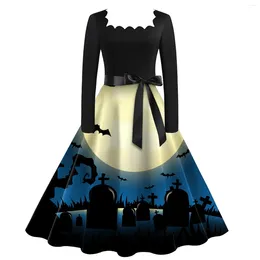Casual Dresses Long Unique Floor-Length For Woman Square Neck Sleeves Halloween Frocks Dising Girls Women Vestido Fiesta