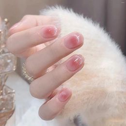 False Nails Cat Eyes Fake Nail Sweet Cool Translucent Tender Pink Full Cover For Fingernail DIY