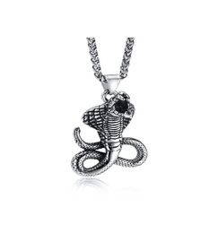 Gothic Stainless Steel Cobra Pendant Necklace Ancient Egypt Protection Evil Eye Symbol 3mm 24 Inch Silver9699622