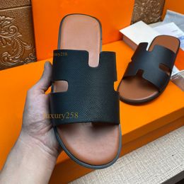 Luxury men slippers classic flat heel shoe calfskin sandals crocodile leather slides summer lazy large fashion home beach casual slides