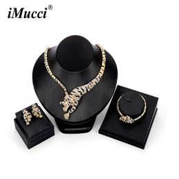 iMucci Individuality New Women Golden Colour Tiger Shape Wild Style Jewellery Sets Necklace Earring Bracelet Party Accessories222E