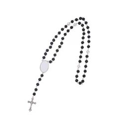 Party Favour 4 Colours Sublimation Necklace Heat Transfer Pendant Rosary Bead Cross Jesus Metal Pendants Rrb15906 Drop Delivery Home G Dheqo