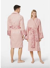 Velvet bathrobe robe Designers baroque Fashion pajamas Mens Women Letter jacquard printing Barocco print sleeves Shawl collar Pocket belt 100% cotton 011ess