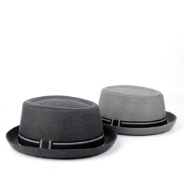 Fashion Men Fedora Hat Flat Pork Pie Hat For Gentleman Dad Bowler Porkpie Jazz Big Size S M L XL7578558