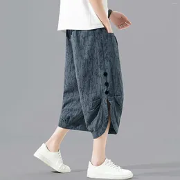 Men's Pants Solid Harem With Button Fashionable Streetwear Casual Baggy Trousers For Man Summer Loose Clothing Ropa De Hombre
