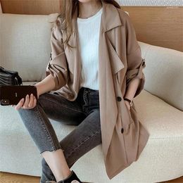Women's Trench Coats 2023 Spring Autumn Fashion Coat Loose Double Breasted British Style Medium And Long Windbreaker Female Tops