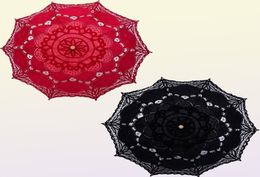 HS BRIDAL Umbrella Vintage Victorian White Lace Manual Opening Wedding Umbrella Black Bride Parasol For Wedding Shower Umbrella 23771133