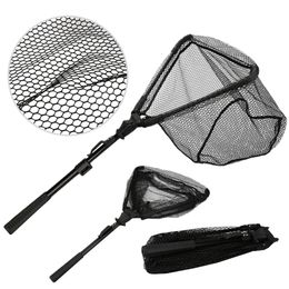 Floating Fishing Net Folding Landing for Kayak Fly Catfish 4392CM Telescopic Coating with Rubber Handle 240116