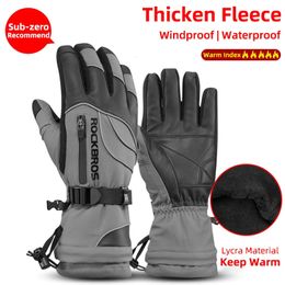 ROCKBROS Winter Gloves Motorcycle Waterproof Fleece Thermal Snowboard Snowmobile Men Women Snow Cycling 231228