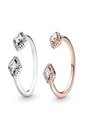 NEW Sparkle Ring CZ diamond Open Rings Women Jewellery for 925 Sterling Silver Wedding RING set with Original box9332231