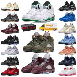 5s Basketballschuhe Jumpman 5 Lucky Green Olive Sail Off Noir Aqua UNC Black Metallic Georgetown Racer Blue Herrentrainer Turnschuhe Outdoor-Sportarten